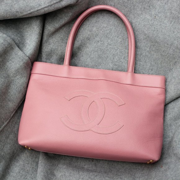 Chanel Caviar Soft Pink Leather CC Tote Bag